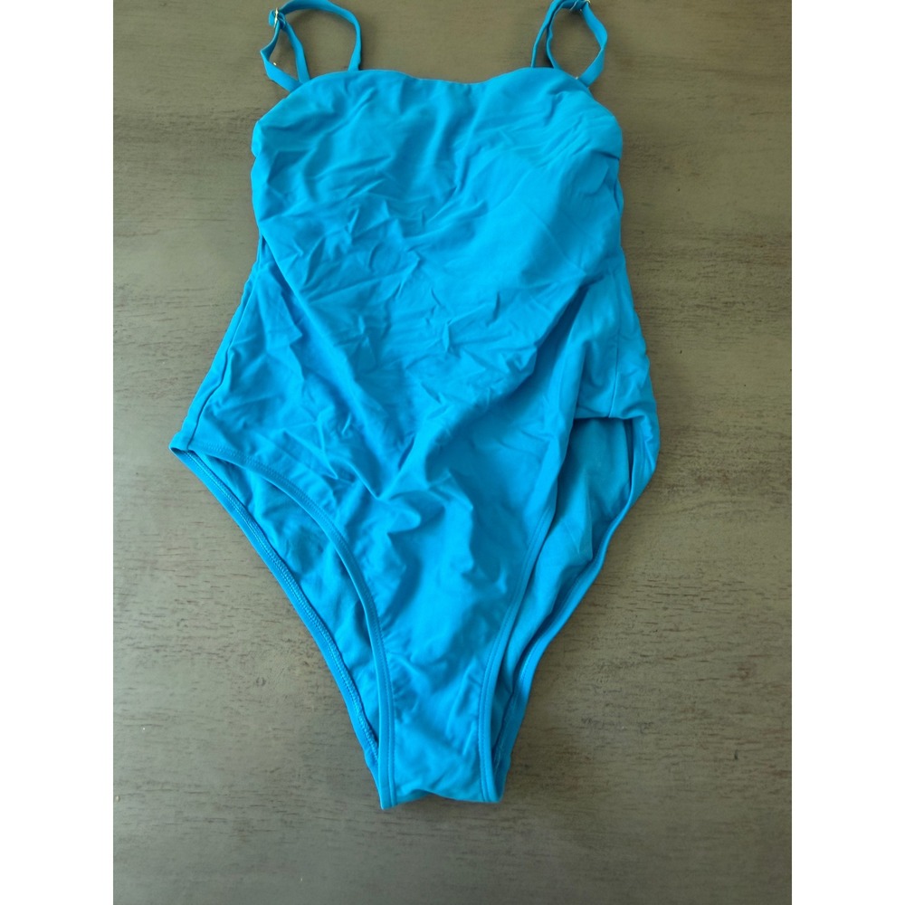 Shade & Shore Blue One Piece Swimsuit Bandeau Adjustable Straps Size S 4-6